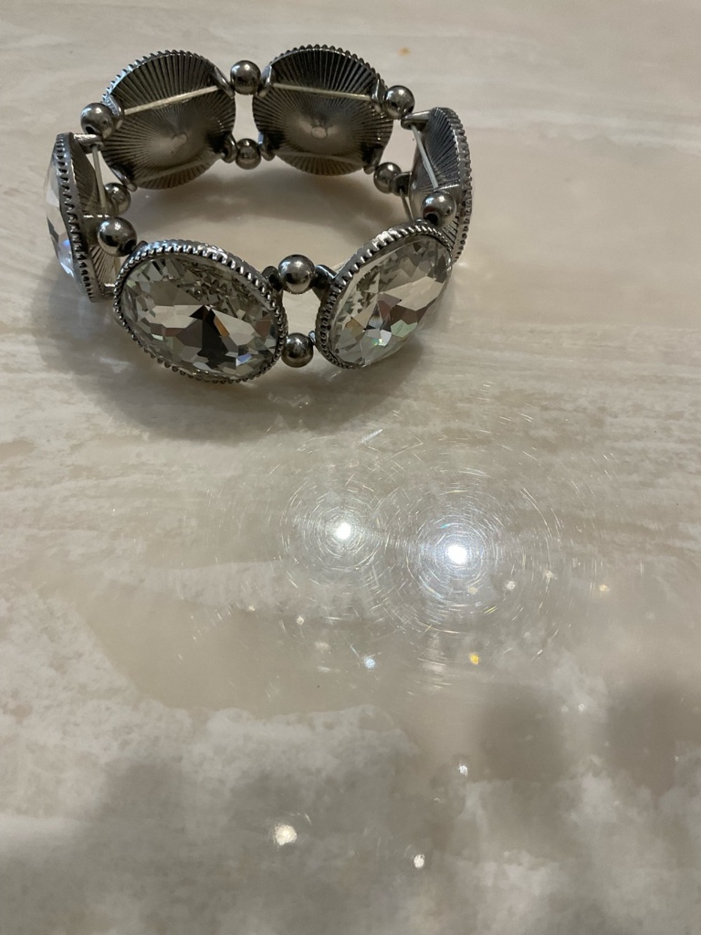 Crystal Stretch Bracelet - Silver and Clear